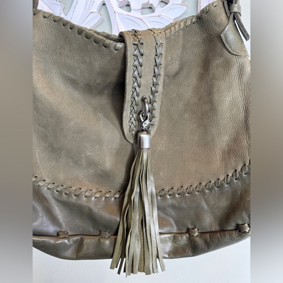 Carla Mancini Green Leather Shoulder Bag Tassel NWOT Made in USA - Picture 2 of 8